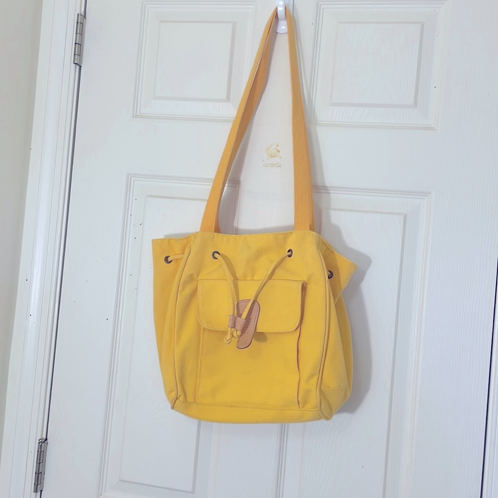 Yellow Bohemian Draw String Closure Tote Shoulder Bag